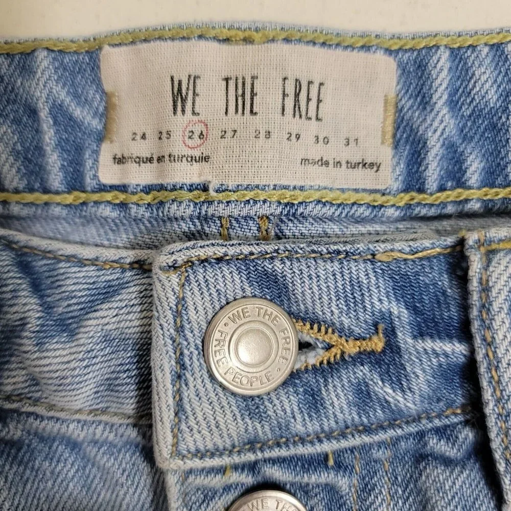 Free People We The Free Button Fly Denim Distressed Mini Skirt Si…